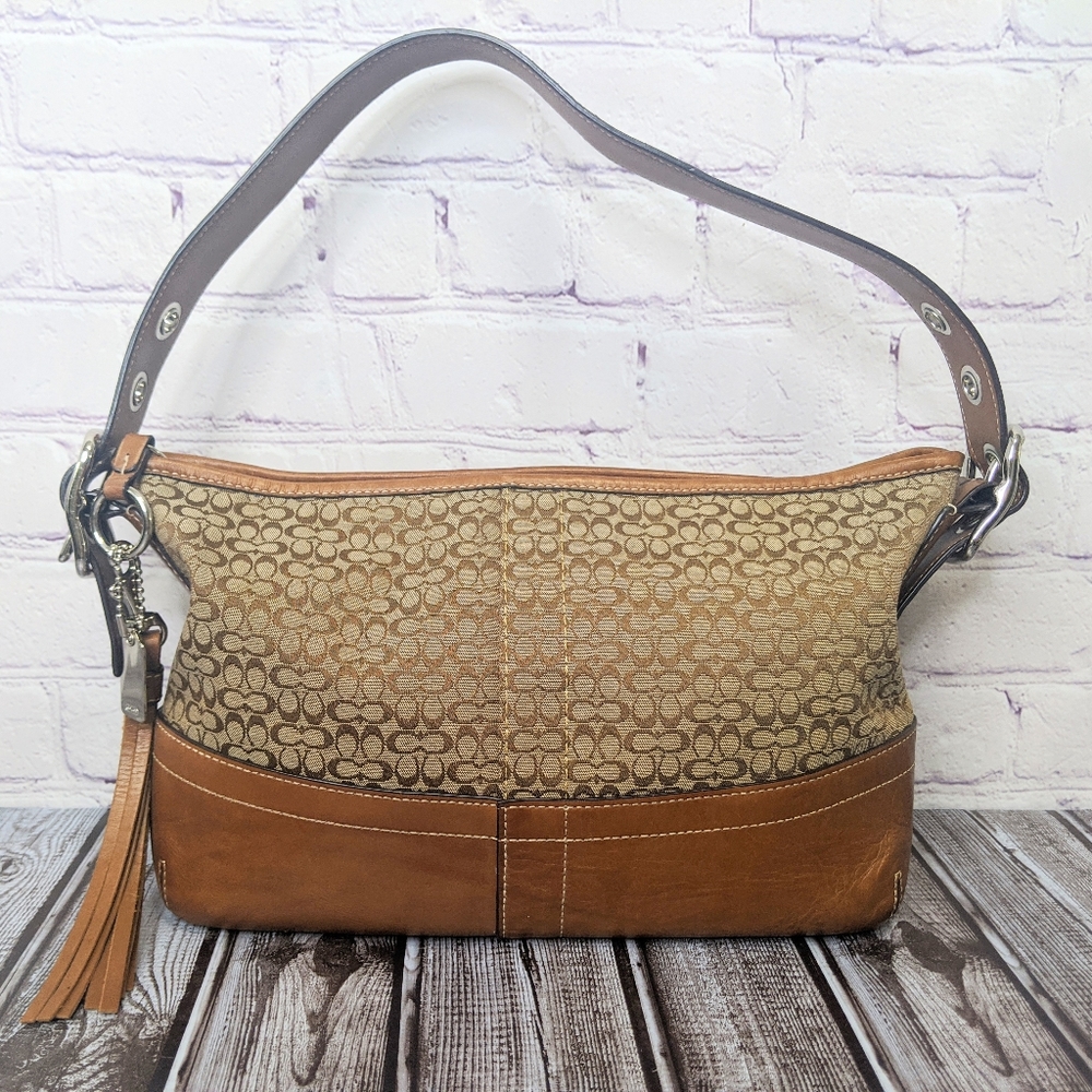 Coach Tan and Brown Shoulder Bag